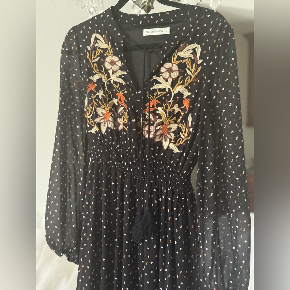 Floral Embroidered Long Sleeve Dress - Picture 7 of 12